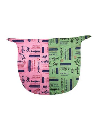 Pre-owned Staud Silk Graphic Print Scarf In Green/pink