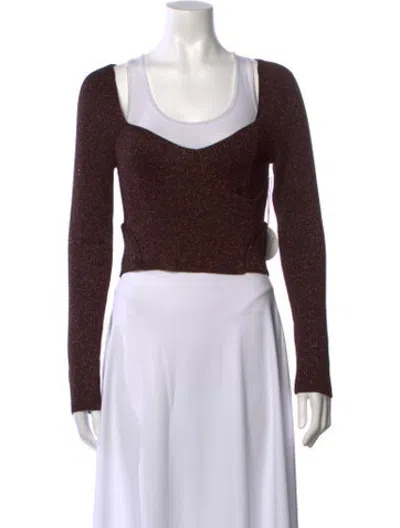 Pre-owned Staud Square Neckline Sweater W/ Tags In Brown