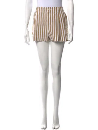 Pre-owned Staud Striped Mini Shorts In White