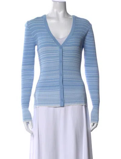 Pre-owned Staud Striped V-neck Sweater In Blue