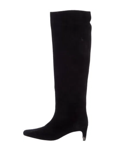 Pre-owned Staud Suede Boots In Black/blue