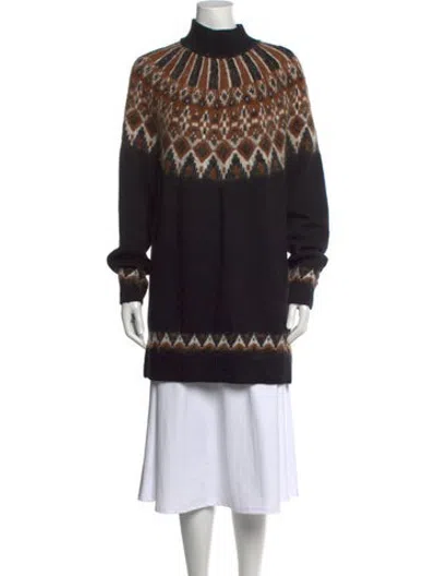 Pre-owned Staud Wool Patterned Sweater In Black