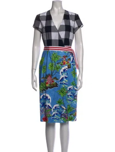 Pre-owned Stella Jean Floral Print Knee-length Dress In Blue