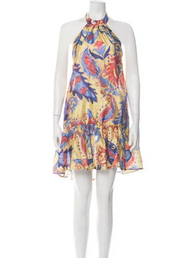 Pre-owned Stella Jean Floral Print Mini Dress W/ Tags In Yellow