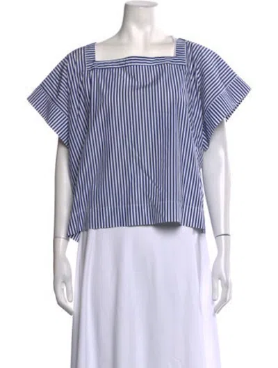 Pre-owned Stella Jean Striped Square Neckline Top In Blue
