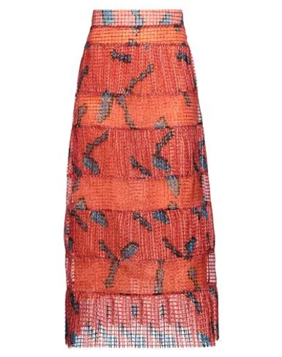 Stella Jean Woman Maxi Skirt Orange Size 10 Polyester