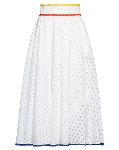 Stella Jean Woman Midi Skirt White Size 6 Cotton