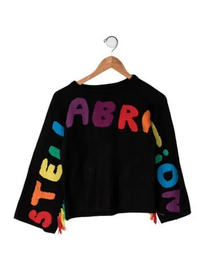 Pre-owned Stella Mccartney Kids' Cotton-wool Blend Graphic Print Sweater In Black
