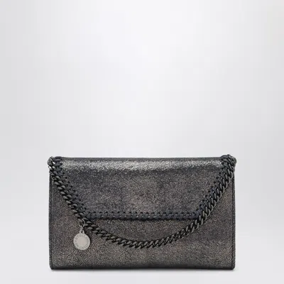 Stella Mccartney Dark Navy Mini Falabella Chain Wallet In Gray