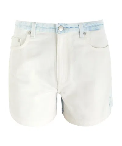 Stella Mccartney Elastic Denim Shorts In Neutral
