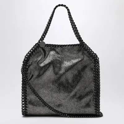 Stella Mccartney Falabella Mini Metallic Ruthenium-coloured Bag In Black