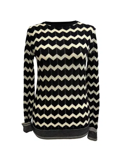 Pre-owned Stella Mccartney Intarsia Chevron Sweater In Black