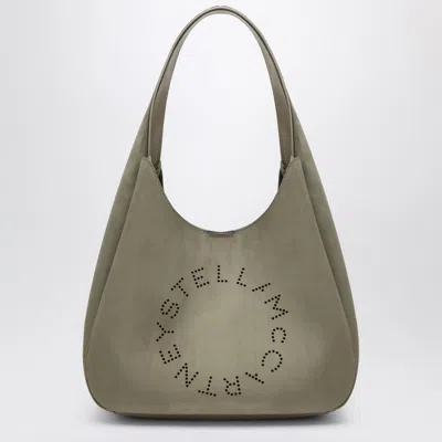 Stella Mccartney Large Khaki Hobo Bag With Logo In Green