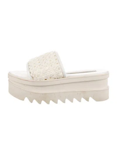 Pre-owned Stella Mccartney Leather Patterned Slides In Neutrals