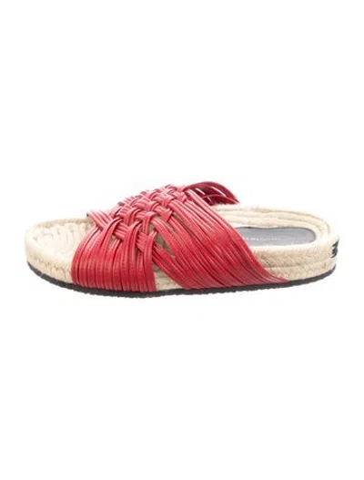 Pre-owned Stella Mccartney Leather Slides In Red