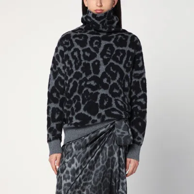 Stella Mccartney Leopard Print Turtleneck Sweater In Wool