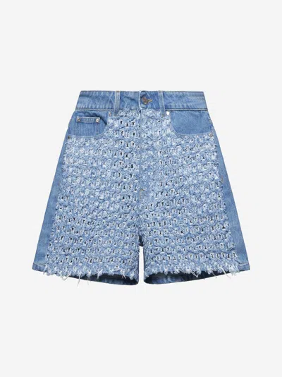 Stella Mccartney Light Blue Bouclé Denim Shorts