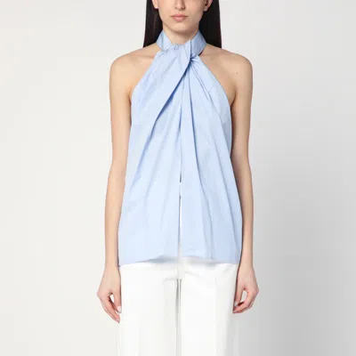 Stella Mccartney Light Blue Top With Panel And Halter Neckline