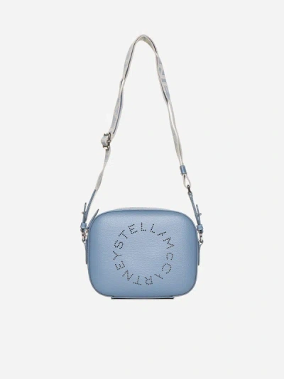 Stella Mccartney Logo Alter Nappa Small Camera Bag In Blue Grey