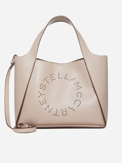Stella Mccartney Logo Vegan Leather Bag In Neutral