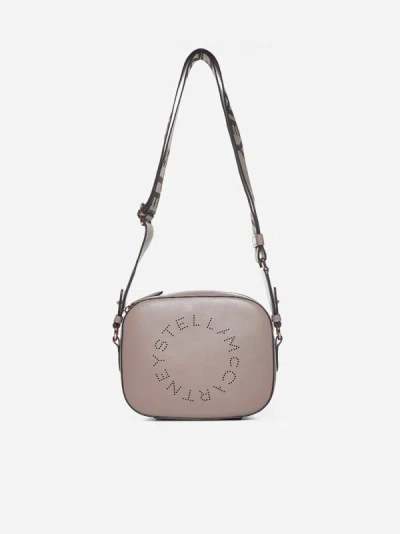 Stella Mccartney Logo Vegan Leather Small Camera Bag In Dove,grey