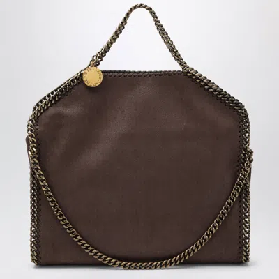 Stella Mccartney Mahogany Falabella Shaggy Vegan Leather Tote Bag With Diamond-cut Chain In Brown
