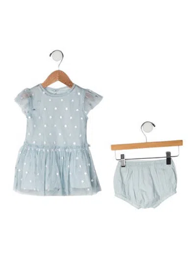 Pre-owned Stella Mccartney Babies' Mesh Accent Sleeveless Dress In Blue
