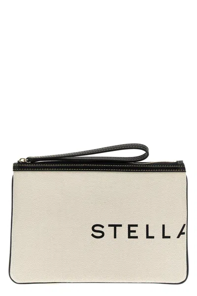 Stella Mccartney Pouch 'eco Salt & Pepper Canvas' In Beige