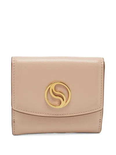Pre-owned Stella Mccartney Small S-wave Trifold Wallet In Neutrals
