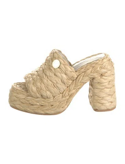 Pre-owned Stella Mccartney Straw Slides In Neutrals