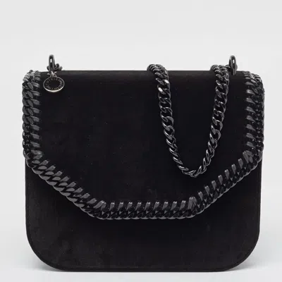 Stella Mccartney Velvet Falabella Box Shoulder Bag In Black