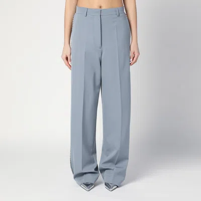 Stella Mccartney Wide-leg Light Grey Falabella Pants With Chain