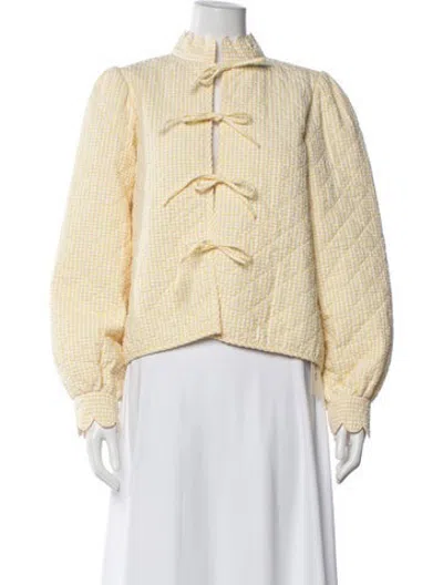 Pre-owned Stella Nova Plaid Print Jacket In Yellow