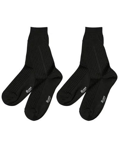 Stems Silky Rib Quarter Socks In Black