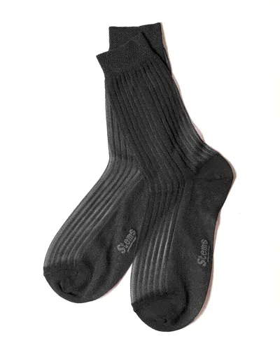 Stems Striped Metallic Crew Socks In Black