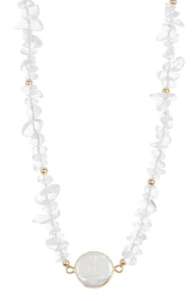 Stephan & Co. Mother-of-pearl & Semiprecious Stone Beaded Necklace In Gold