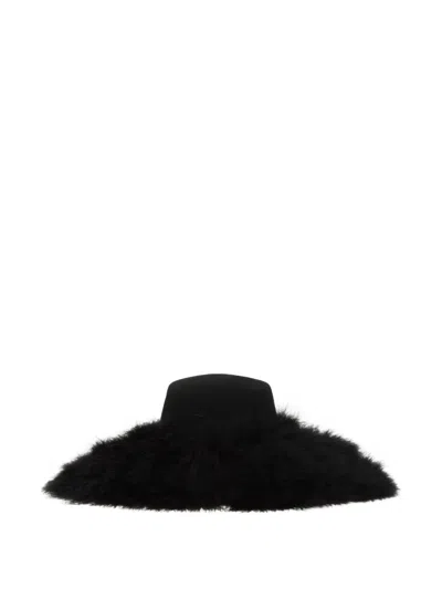 Stephen Jones Feathers Wool Hat In Black