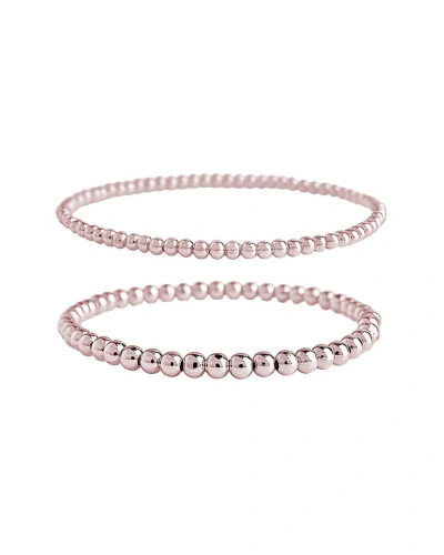 Sterling Forever 14k Rose Gold Plated Beaded Stretch Bracelet In Pink