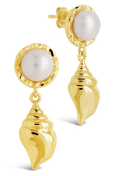 Sterling Forever Beverly Pearl Drop Earrings In Gold