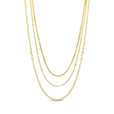 Sterling Forever Dainty Three Layer Chain Necklace In Brass