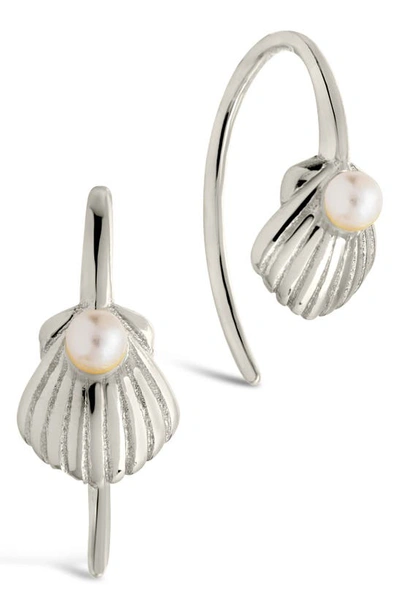 Sterling Forever Marjorie Pearl Threader Earrings In Metallic