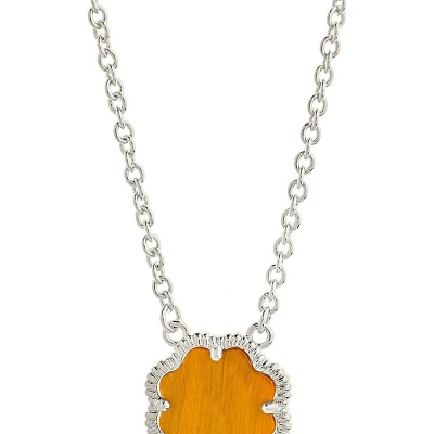 Sterling Forever Rose Petal Pendant Necklace In Yellow