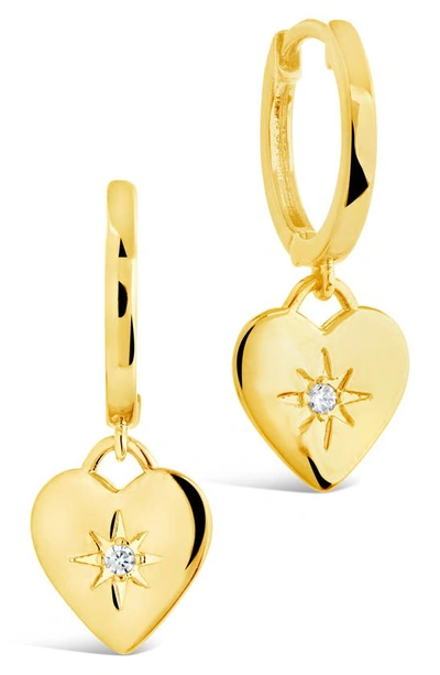 Sterling Forever Vivienne Cz Heart Drop Earrings In Gold