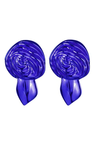 Sterling King Rosette Stud Earrings In Blue