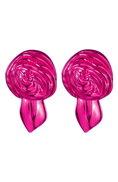 Sterling King Rosette Stud Earrings In Pink