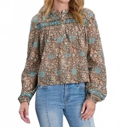 Stetson Carnation Print Blouse In Brown