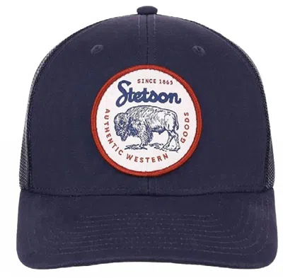 Stetson Western Patch Snapback 6-panel Cap In Navy In Blue