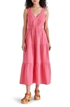 Steve Madden Amira Tiered Cotton Midi Dress In Fruit Dove