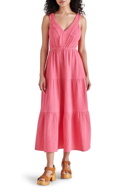 Steve Madden Amira Tiered Cotton Midi Dress In Fruit Dove