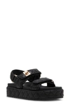 Steve Madden Bigmona Raffia Slingback Platform Sandal In Black Raffia